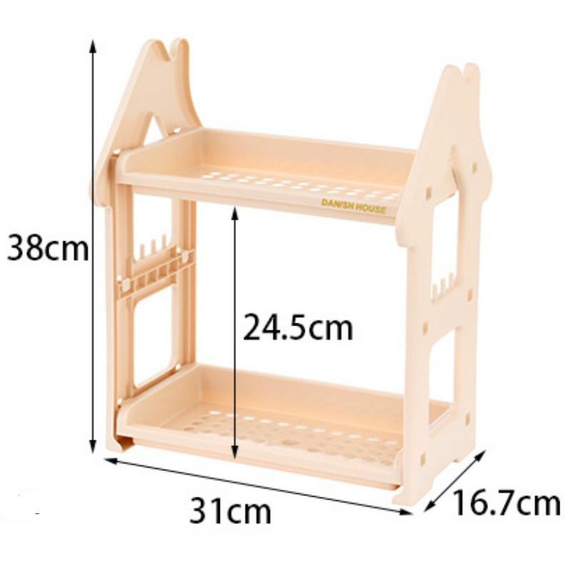 Skrivebord Plastikk Hylle Flerlags Lite Hus Kjøkkenhyller Oppbevaringshylle for Husholdningsartikler