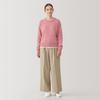 MUJI Washable Wool Crew Neck Size BA1P4A4A Women's Mid-Gauge Sweater, Pink, XXL,