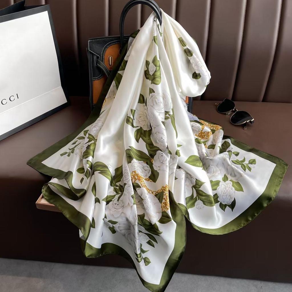 Women's New High end Silk Spring and Autumn Summer Versatile Shawl Thin Sun Protection Neck Protection Fashionable Scarf