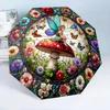 Stained Glass Fairy 8-Frame for Travel, Camping, Casual Lightweight Portable Umbrella, Essential for Every Family Holidays Birthday Gift