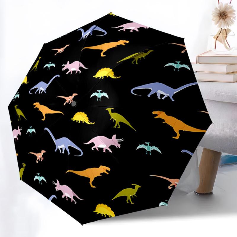 1pc Dinosaur Pattern Automatic Open/Close Umbrella - Portable Collapsible Umbrella with 8-Rib Stability, Fashion Lovers yy251017195