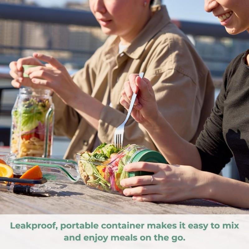 Auslaufsichere Salatschüssel Kunststoff-Salatbehälter mit seitlich zu öffnendem Deckel Tragbare Frühstücks-Fruchtaufbewahrungsbox für Picknick Zuhause Büro