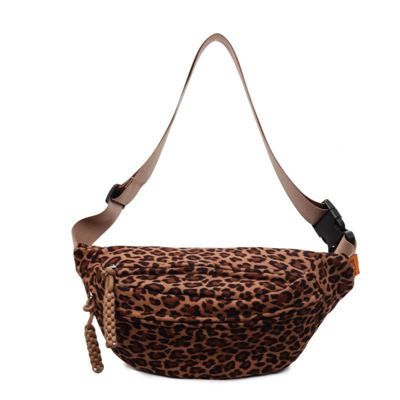 Female High-capacity New Autumn and Winter Casual Niche Design Crossbody Bag Leopard Print Chest Bag Waist Bag
