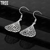 925 Sterling Silver New Chinese Style Hollowed-Out Mesh Fan-Shaped Earrings - Fashionable Evening Jewelry