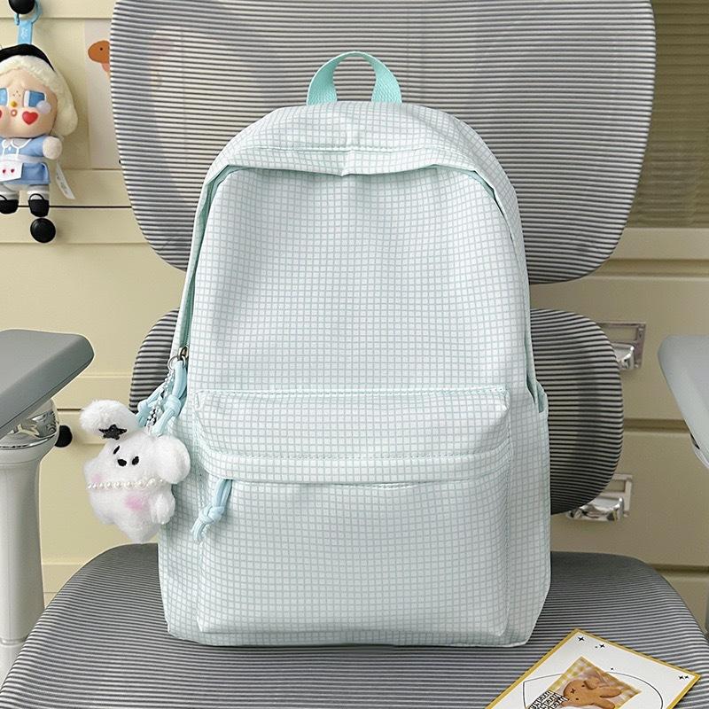 Schoolbag Japanese Simple Versatile Plaid Backpack Female Niche Design College Style Student Schoolbag Large Capacity Casual Backpack