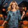 Women's Halloween Print Casual Round Neck -Quarter Sleeve for Holiday Party