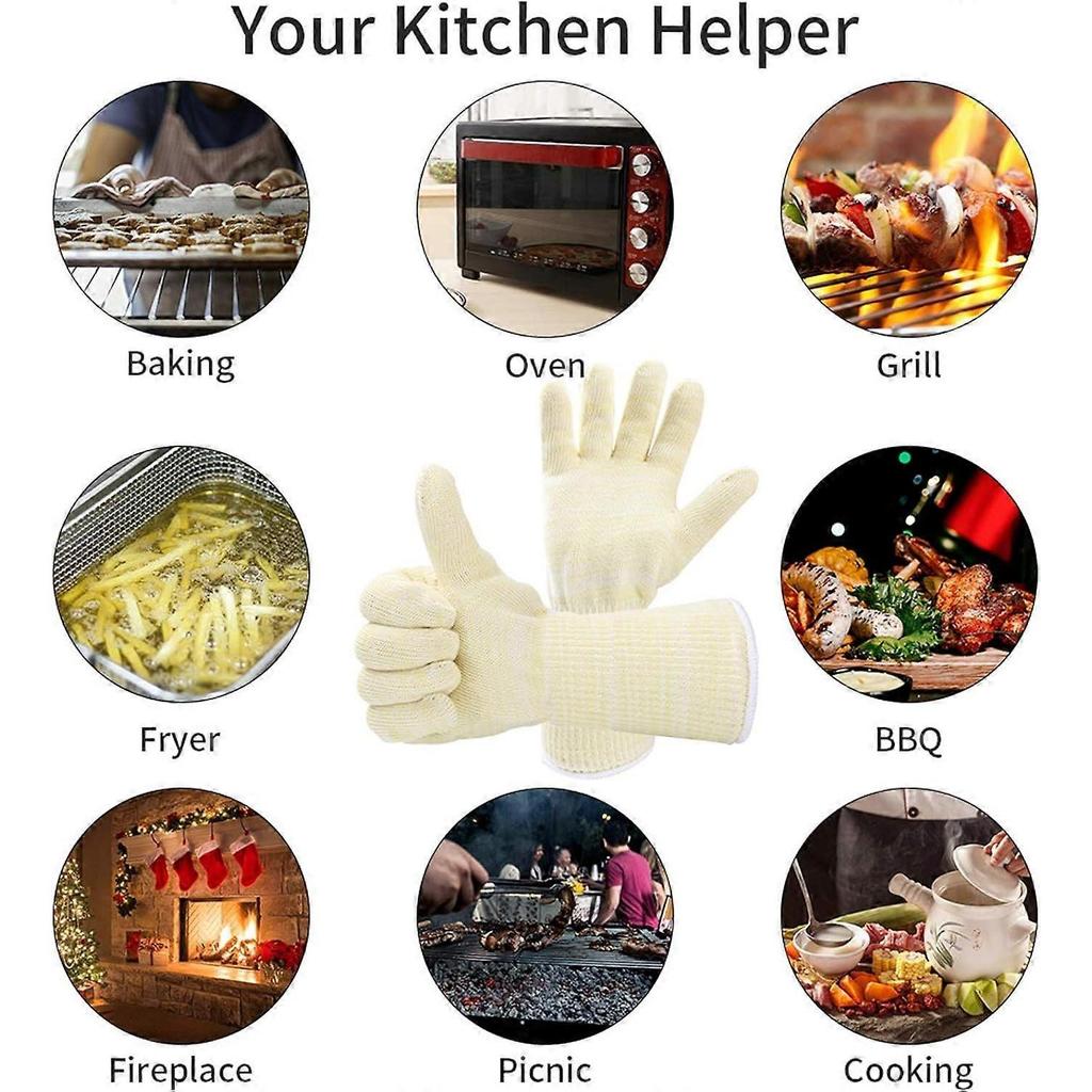 Heat Resistant Oven Gloves, Heat Resistant Up to 500C, Barbecue Gloves for BBQ, Grilling, Baking, Fireplace, Welding Gloves