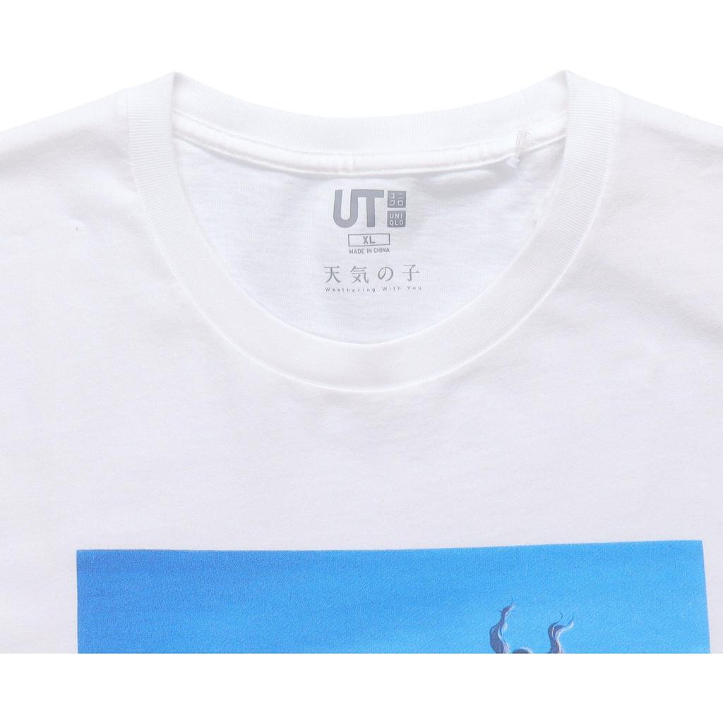 UNIQLO × Shinkai Film Ut Collaboration Weathering With You Blue Cloud Short Sleeve T-Shirt Unisex T-Shirt White 422545