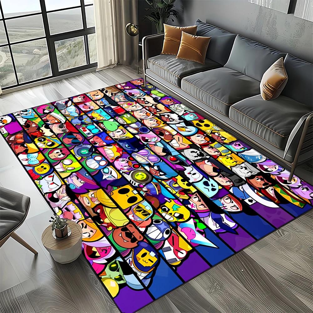 HOT B-Brawlls Cartoon Game 3D Print Rug Carpet for Living Room Bedroom Home Decor,kids Play Non-slip for Sofa Doormat