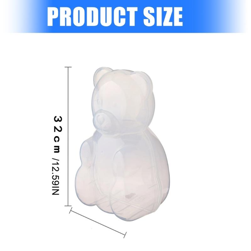 Transparent ABS Candy Bear Jar With Lid For Food Storage And Home Decoration Gummy Storage Container