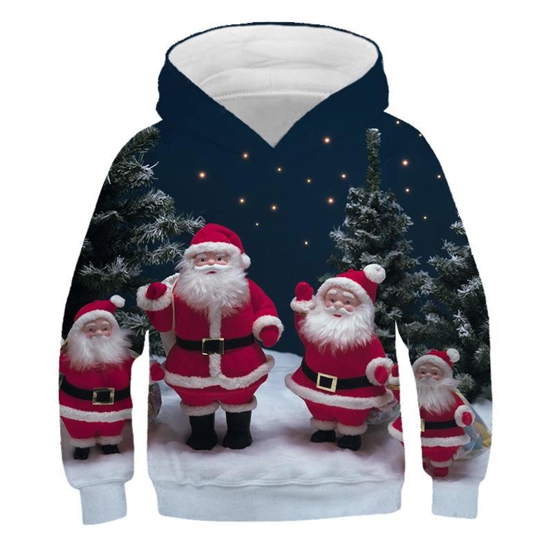 Kawaii Hoodies Christmas 3D Print Santa Snowmen Sweatshirts Boys Girls Hooded Pullovers Kids Fashion Oversized Hoodie Tracksuits