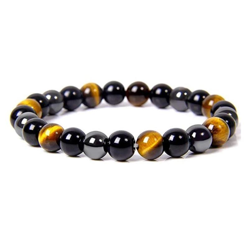 

Triple Protection Magnetic Hematite Tiger Eye Obsidian Bracelet Men Women Stylish Durable Design Daily Commute jewellery 19cm-1PC