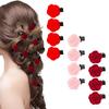 12 Pieces Small Red Velvet Rose Hair Clips for Women Korean Flower Hairpins Elegant Girl Hair Clips Hair Accessories Barrettes