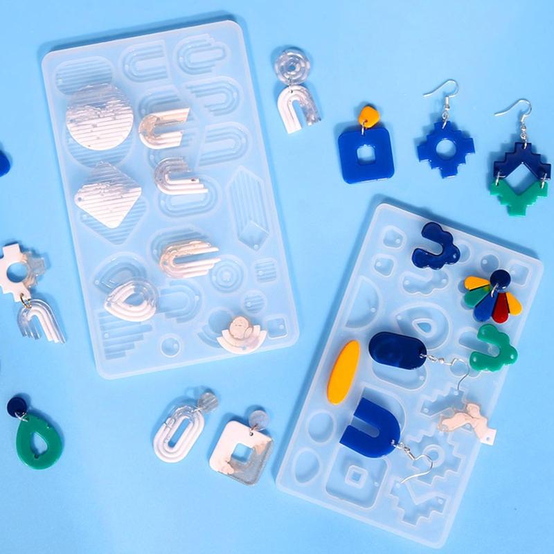 Resin Earring Molds DIY Crystal Epoxy Mold Stripe Shape Homemade Jewelry Silicone Mold for Making Earring Pendant Craft