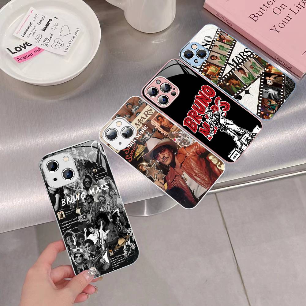 B-Bruno M-Mars Singer Tempered Glass For Iphone 14 13 12 11 Pro Mini XS MAX 14Plus X XS XR Fundas