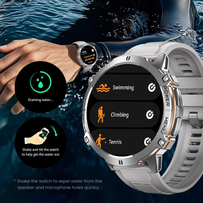 Military Smart Watch 1000MAH Super Endurance Bluetooth Call GPS Compass Barometric Altimeter 10ATM Waterproof Sports Smartwatches Men