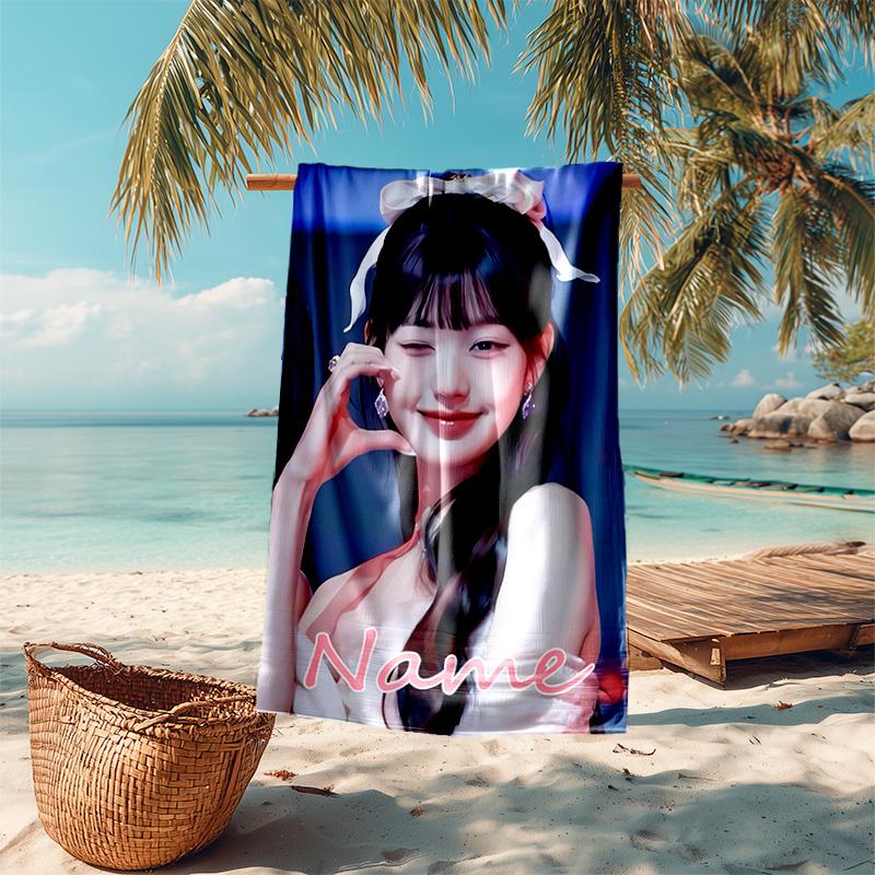 Personalized customized proof beach towel with Wonyoung pattern - soft, absorbent,quick-drying,perfect swimming,camping&bathing