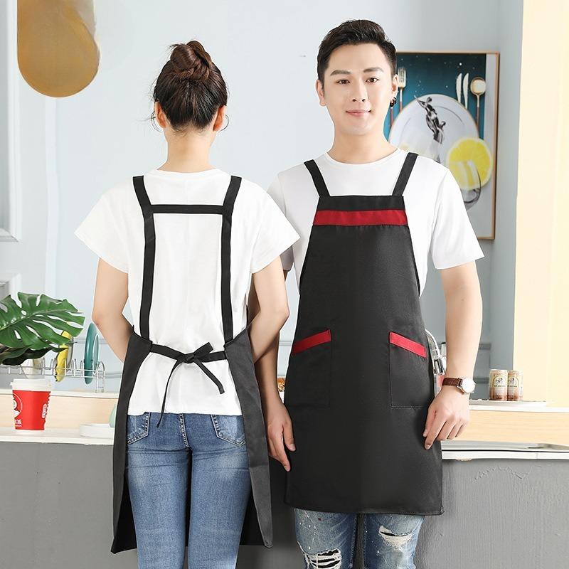 Stain Proof Kitchen Apron Custom Embroidered Waist Apron for Hotel Restaurant Cafe чёрный