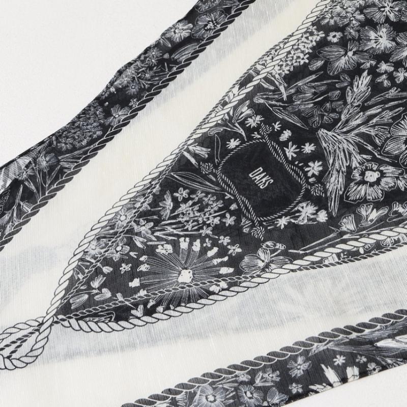 Daks Navy Pattern Silk Blend Scarf Dcsc6e490n2