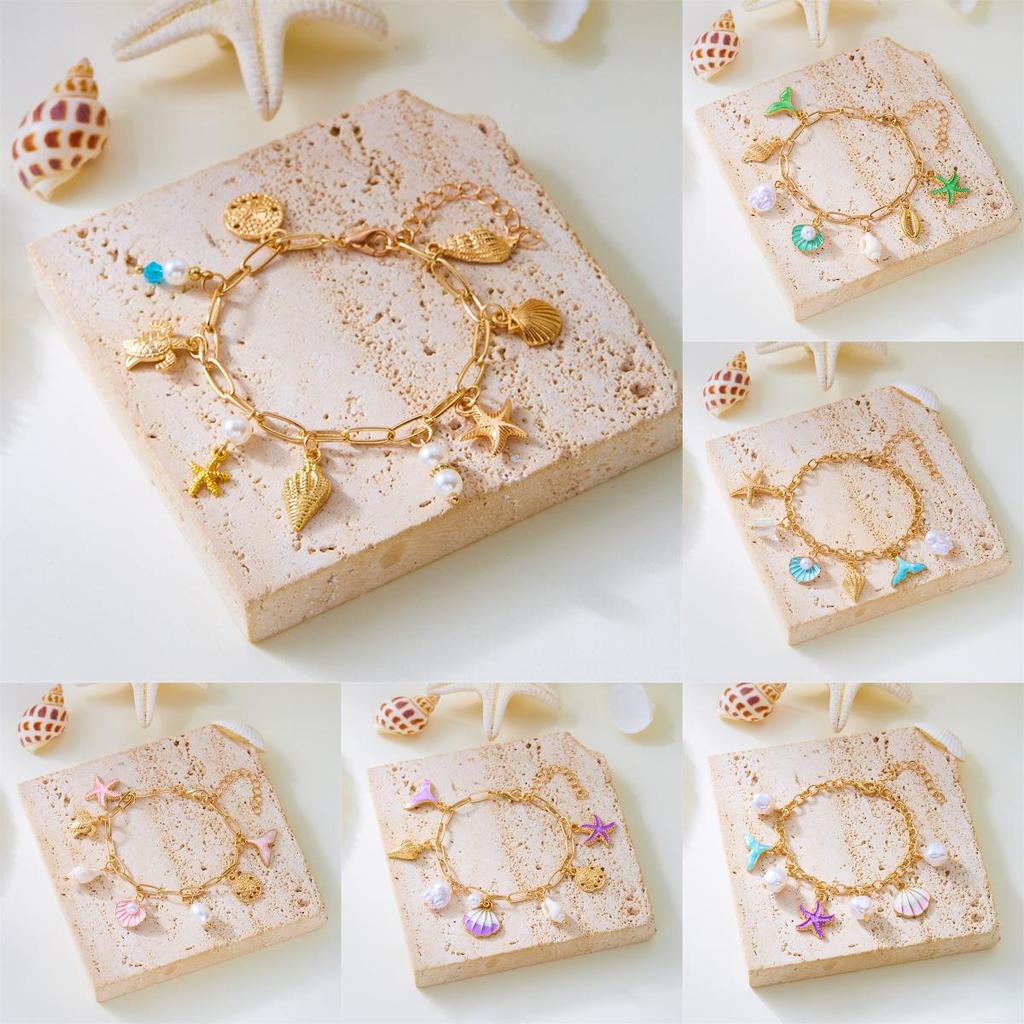 Seashell Beach Bracelet With Alloy Electroplate For Womens Casual Wear
