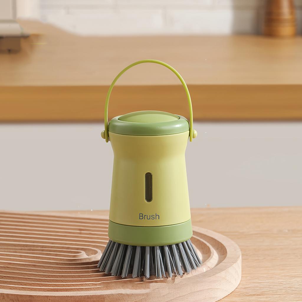 1ks Multifunkční kuchyňský kartáč na hrnce s dávkovačem mýdla, Odolný drátěnkový kartáč na dřez a pracovní desku