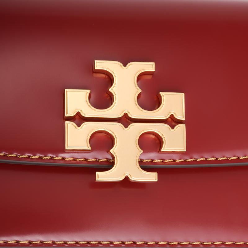 Tory Burch Eleanor Gold Double T Logo Commuter Style Horizontal Flap Leather Envelope Shoulder Bag Small Women Bags Brick-Red 155508-600