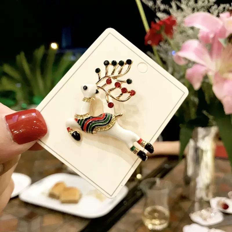 Christmas Elk Brooch Christmas Deer Brooch Lapel Pin Rhinestones Reindeer Brooch Pin Christmas Gift for Men Women Kid
