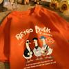Retro Duck With Free Time Print Short Sleeve Unisex Cotton Fashion O-Neck Top Retro Basics Clothing Unisex Summer Loose Tee