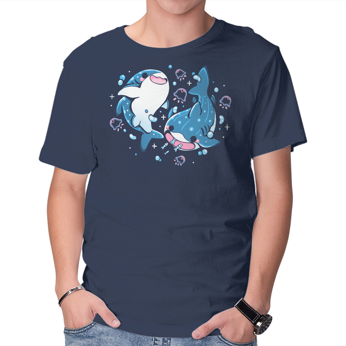 Unisex Crew Neck T-Shirt Whale Shark Graphic Short Sleeve Casual Tee M