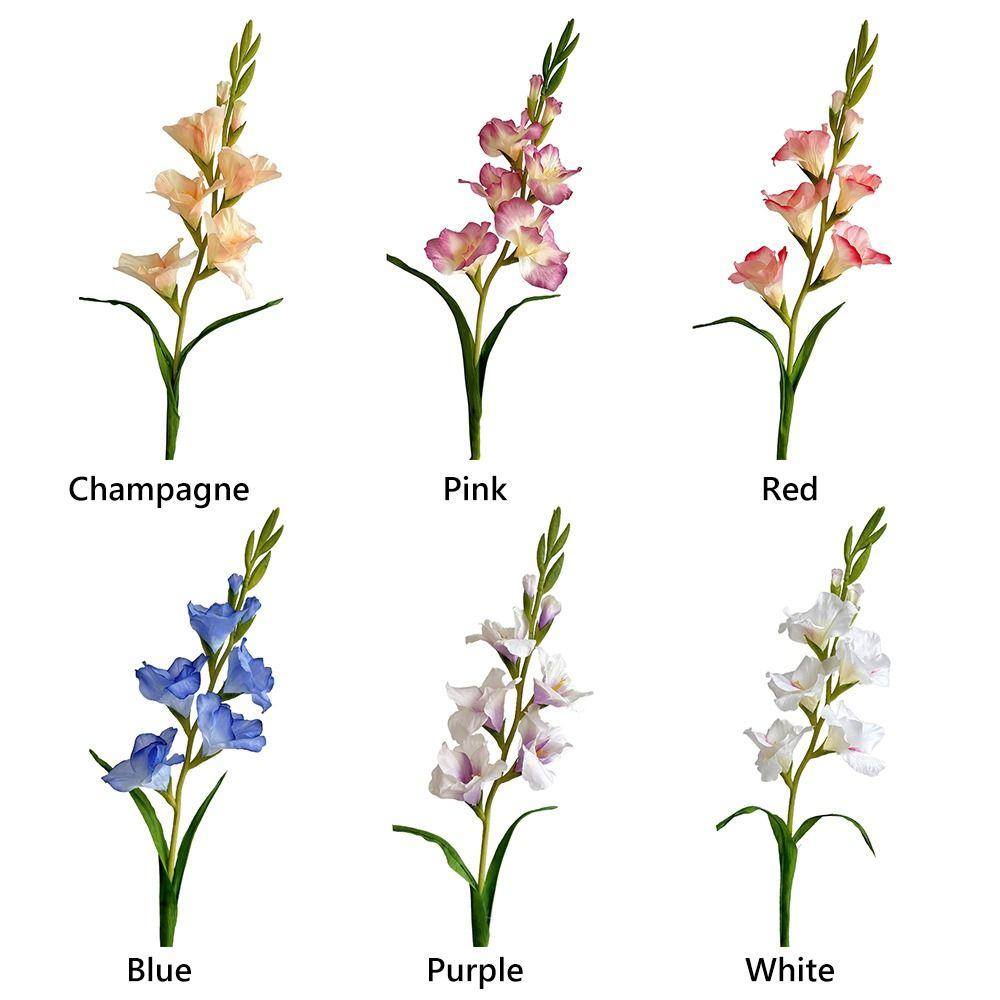 NEW Multicolor Gladiolus Artifiical Flower Green Leaves DIY Faux Flower Ornament Photo Props Artifiical Gladiolus Flower Wedding