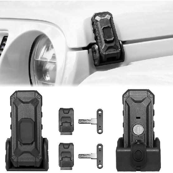 Upgraded Jeep Hood Latches With Keys, Hood Latch For 2018-2025 Jeep Wrangler JL JLU 4XE Jeep Gladiator JT, Anti-Theft Hood Lock Catch Latches