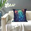 Luminescent Rainbow Jellyfish On Navy Blue Square Pillowcase Pillow Cover Cushion Decor Comfort Throw Pillow for Home Car