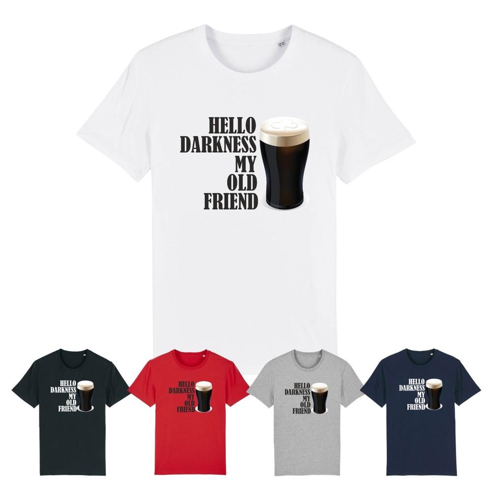 

Funny BEER LOVER GUINNESS STOUT HELLO DARKNESS MY OLD FRIEND T-SHIRT TOP 4XL