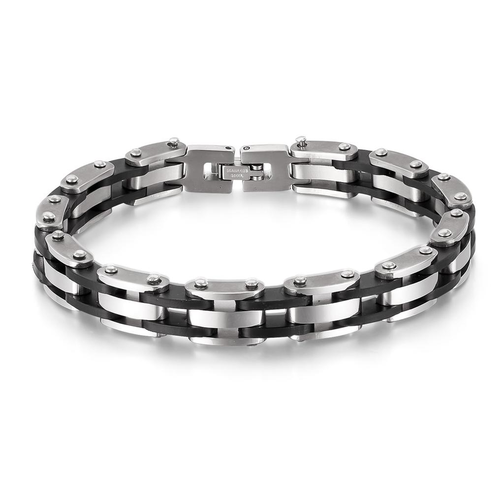 Fashion Bracelet Men's Stainless Steel Hip-hop Trend Retro Silicone Personalized Titanium