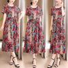 Elegant Long Dresses Women Summer Casual Short Sleeve Vintage Dress Korean Style O-Neck Female Clothing