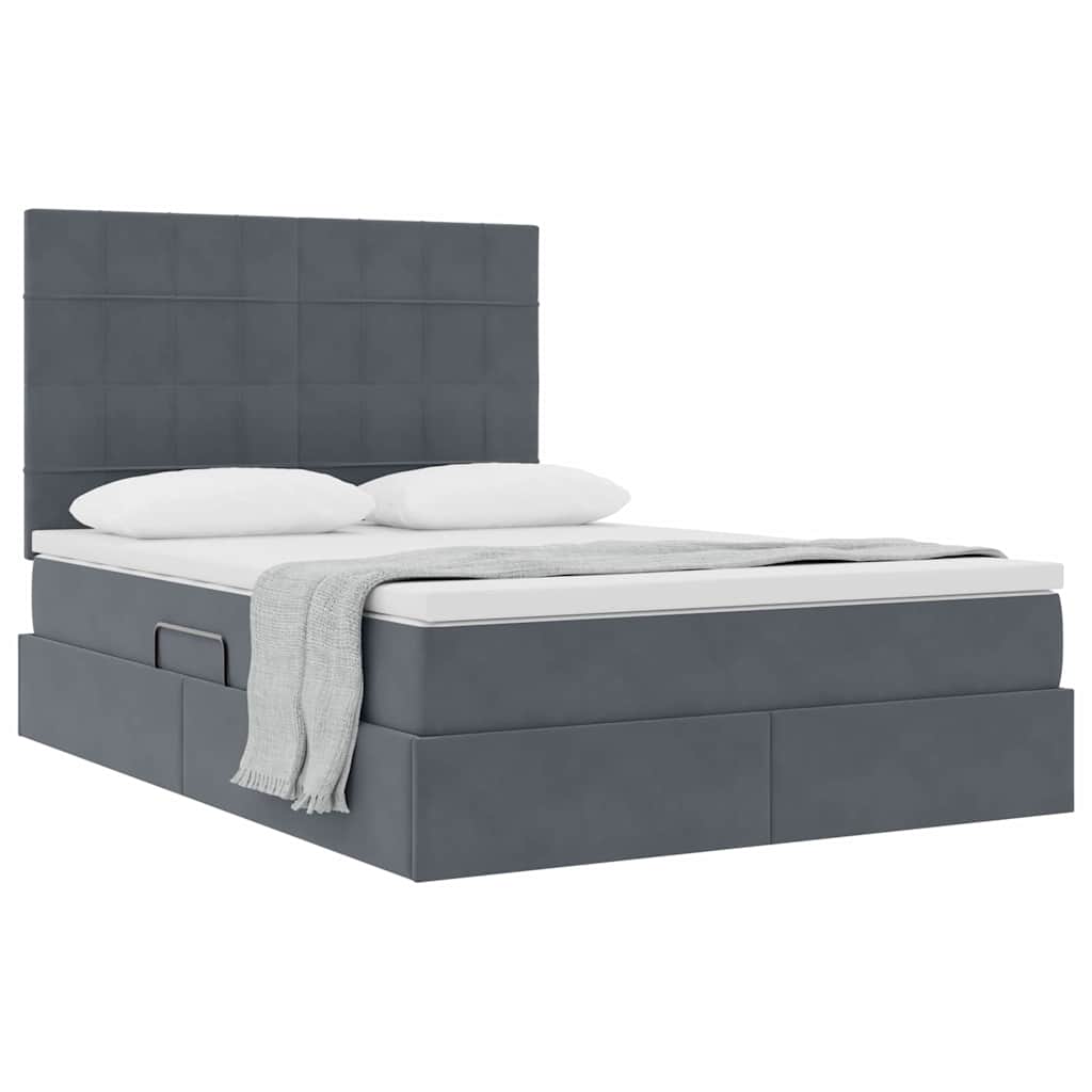 Storage Bed with Mattress Dark Gray 140 x 200 cm Velvet