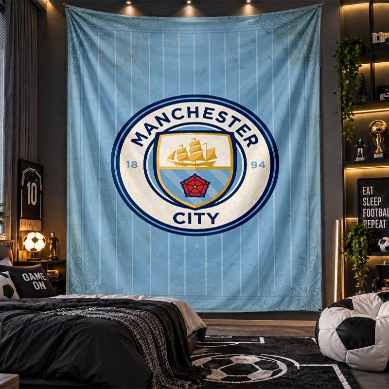 Arazzo da Appendere alla Parete Stampa Manchester City Tessuto per Soggiorno Camera da Letto Decorazione per la Casa