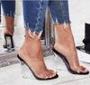 Mode Sexy Keilabsatz Damen Hausschuhe Transparent Kristall High Heels Sommer Damen Sandalen Peep Toe Damenschuhe Beige Schwarz Slides 8