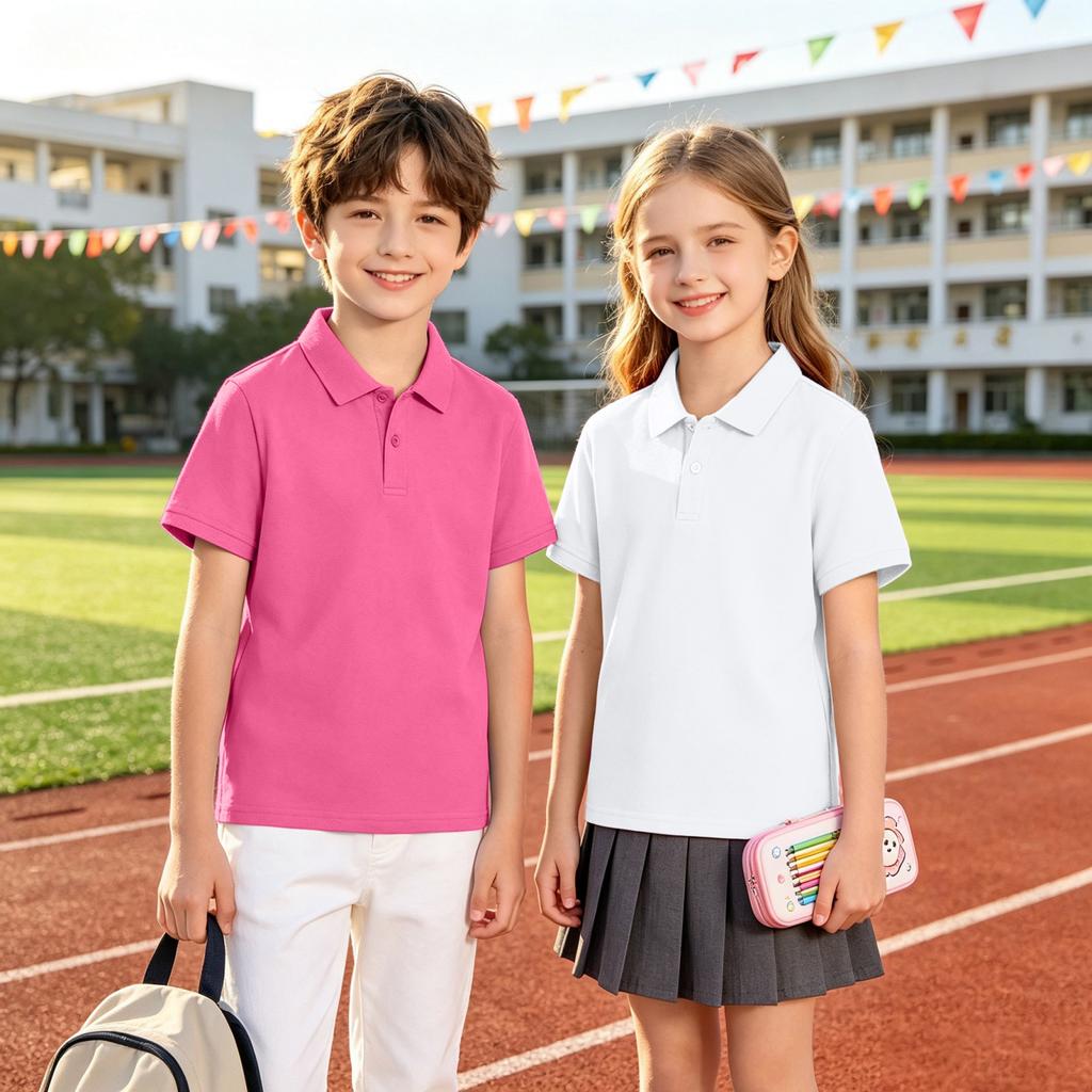 Kids Quick Dry Shirt with Collar, Short Sleeve Sports T-Shirt for Boys and Girls
