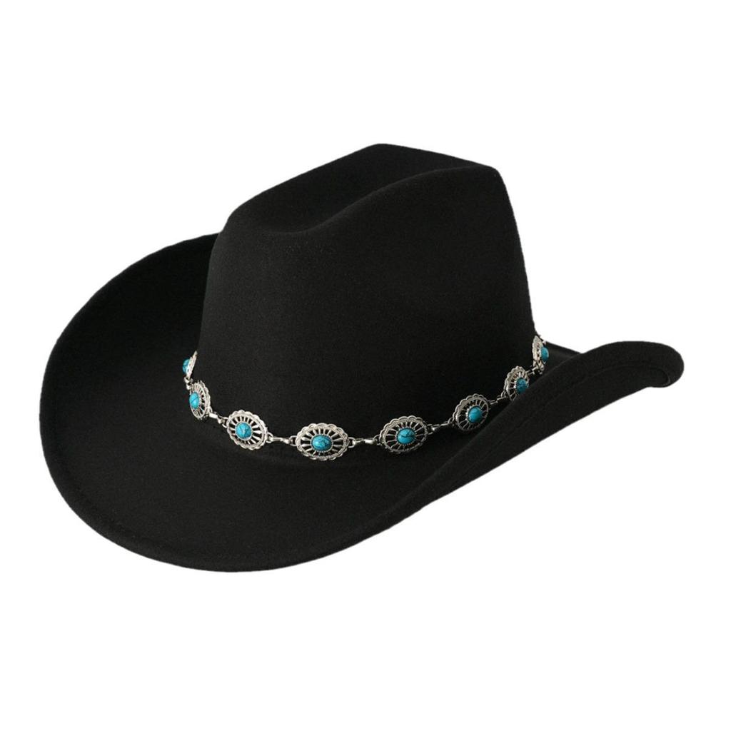 Trendy Unisex Turquoise Fedora with Bohemian Wide Brim for Parties