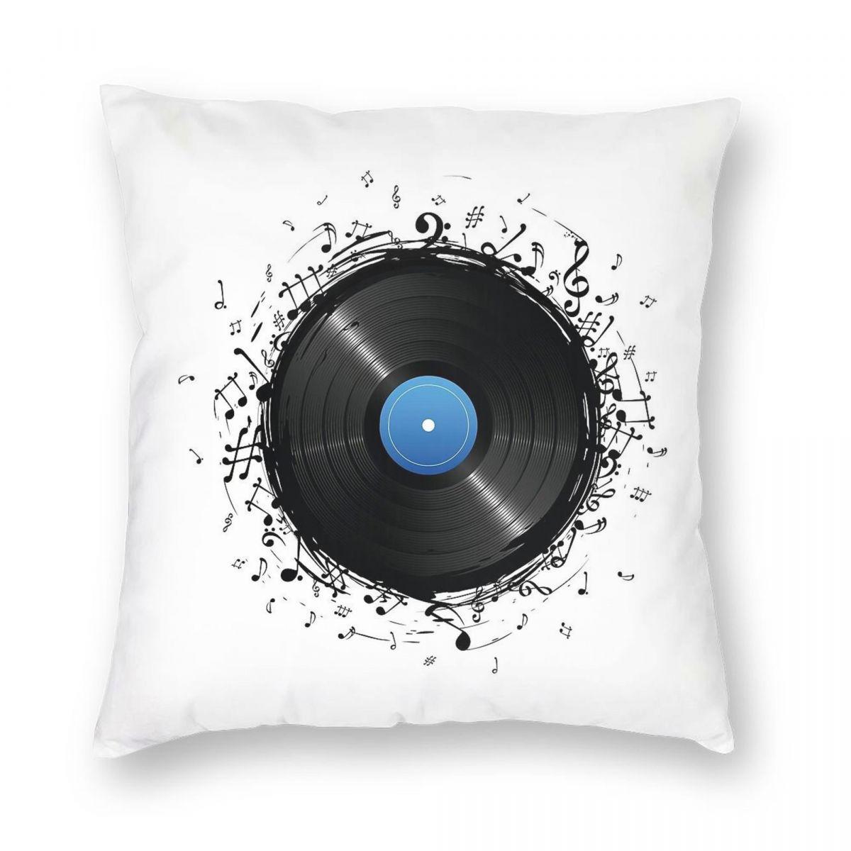 

33 Vinyl Record Music Notes Square Pillowcase Polyester Linen Velvet Pattern Zip Decor Room Cushion Cover Wholesale 18 30x30cm