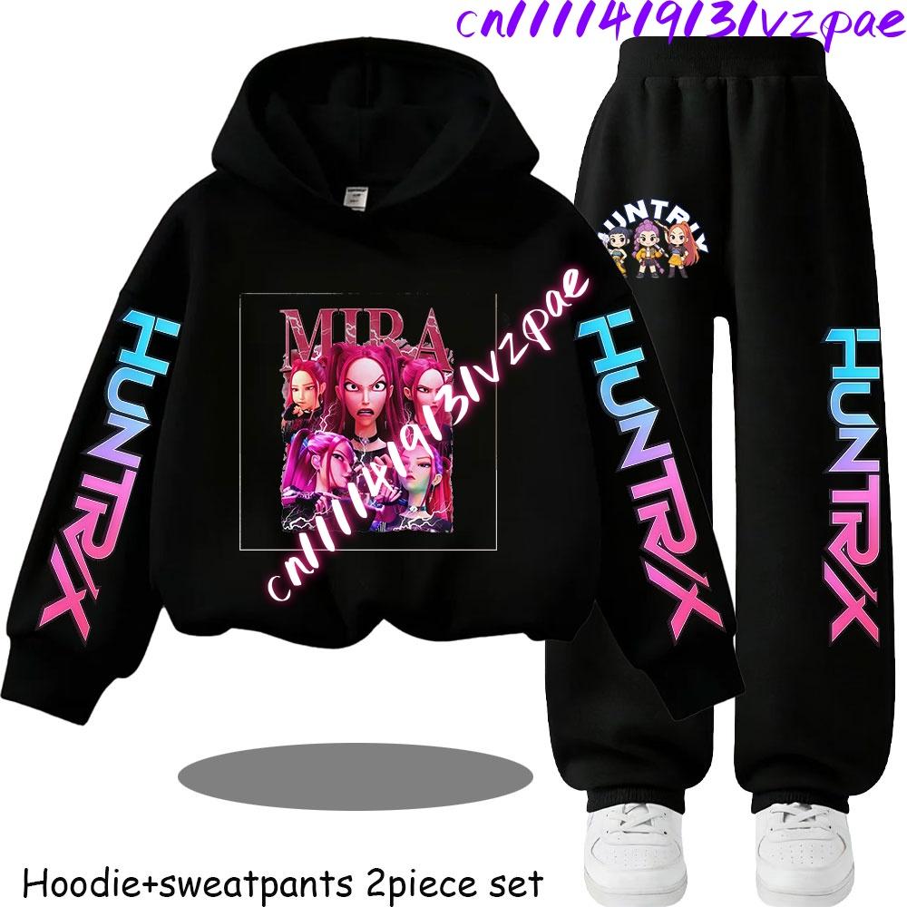 TZWY2026 Autumn KP Op Girls Print Clothing Children Hoodie 2pcs Set Pants Suit Kids Tracksuit Splice Sport Tracksuits
