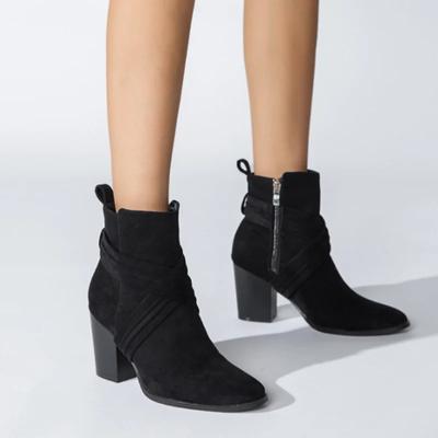 Damen Stiefeletten Herbst Winter Neue Wildleder Pumps Kurze Stiefel Casual High Heel Schuh Designer Vielseitig Damen Stiefel Botas Mujer
