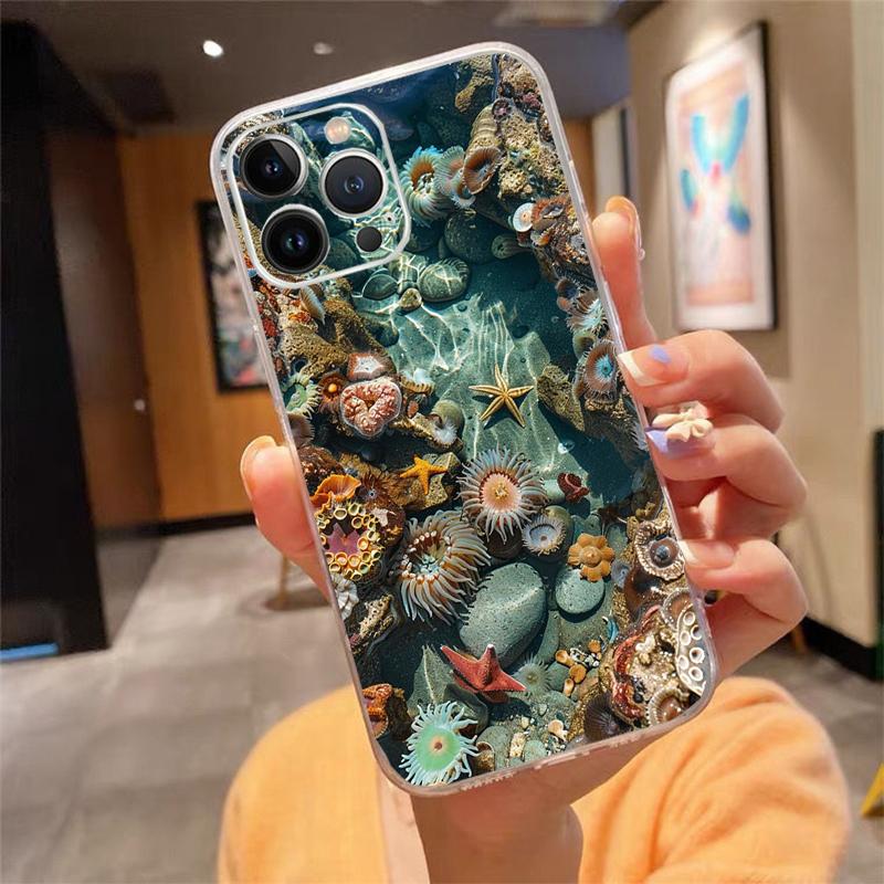 

Phone Case For iphone 17ProMax 17 Pro Air 16 15 14 13 Pro Max 16 15 14 13 Pro 15Plus Blue Sea Summer Dolphin Shark Turtle iphone 14ProMax