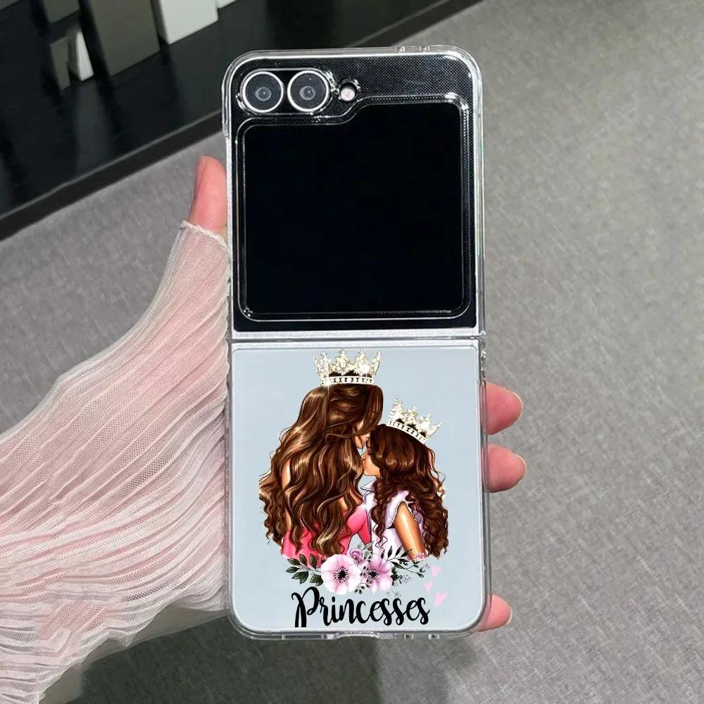 

Super Mom MaMa Little Girl Boy Transparent Case for Samsung Galaxy Z Flip 6 Z Flip 5 5G Clear Cover Flip5 Flip6 4 INS Fundas Bag Samsung Galaxy Z Flip 3