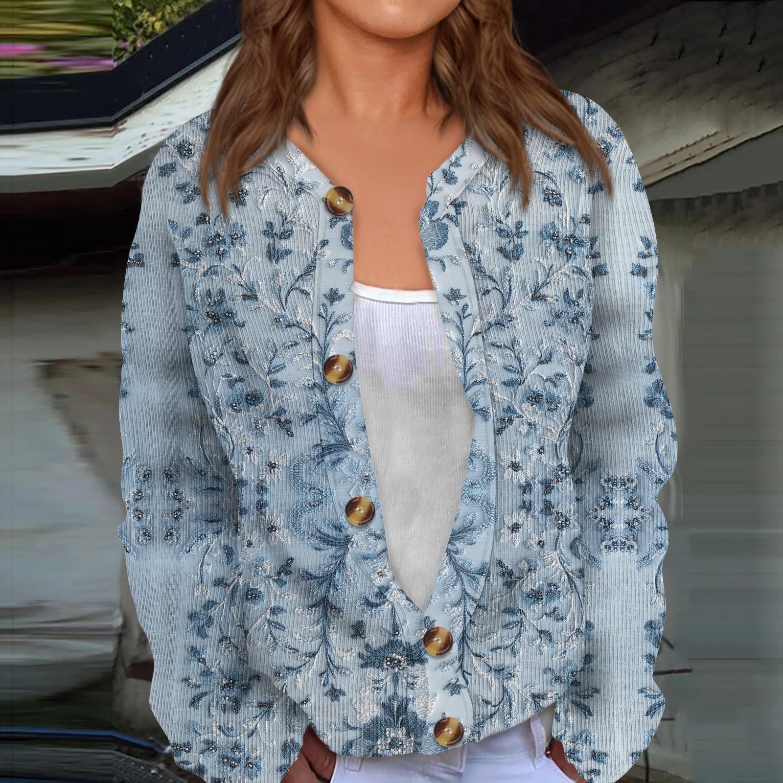 

Женский кардиган с длинными рукавами и принтом ко Дню святого Валентина, жакет на пуговицах XL светло-синий