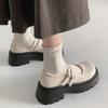 White round head thick heel platform small leather shoes women's 2025 new summer skirt versatile light mouth Mary Jane single shoes