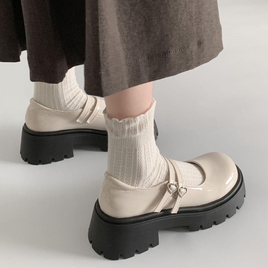 White round head thick heel platform small leather shoes women's 2025 new summer skirt versatile light mouth Mary Jane single shoes
