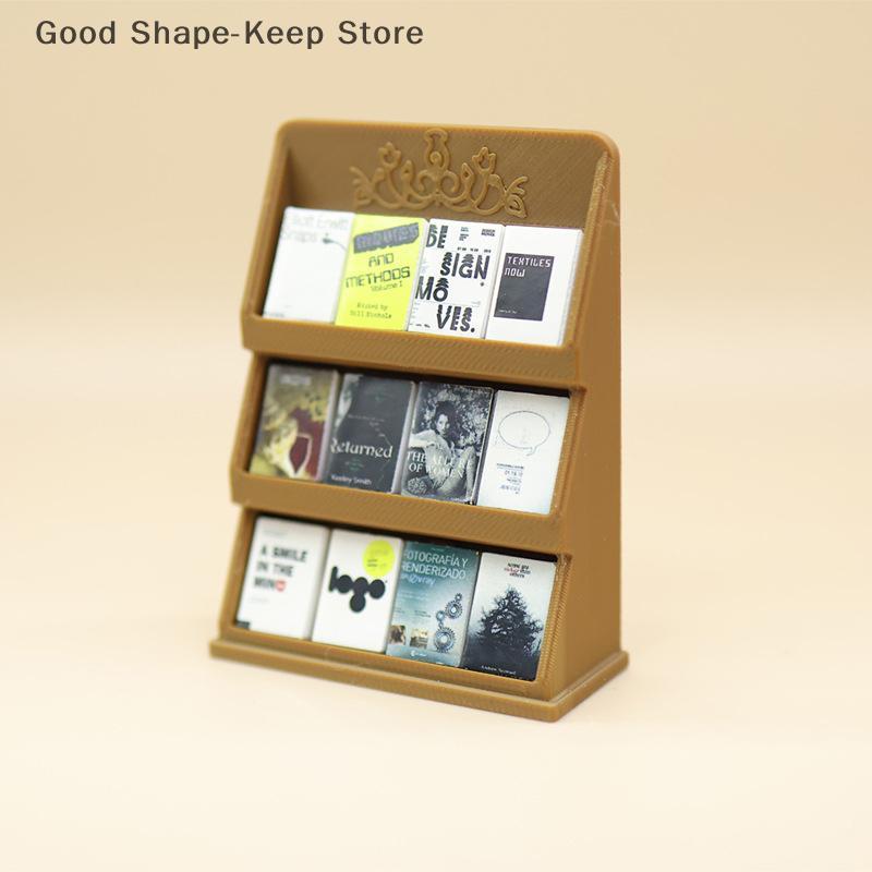 1/12 Scale Mini Book Shelves Display Rack for Dollhouse Study Furniture Micro Scene Ornament Model Doll House Decoration