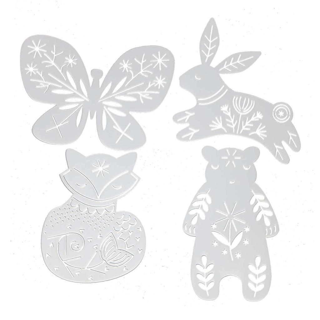 4x Animal Stencils Painting Template Set Crafting for Birthday Party Floor Home Decor